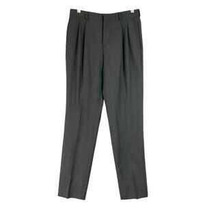 Brooks Brothers Fleece Gray Pleated Straight Leg WOOL Dress Pants Size 16